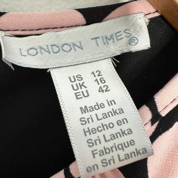 NWT London Times Pleated Dress Size 12 Keyhole Sleeveless Polka Dot Pink - Picture 6 of 12